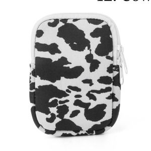 Zippered Pouch for Tumbler Black White Cow Print